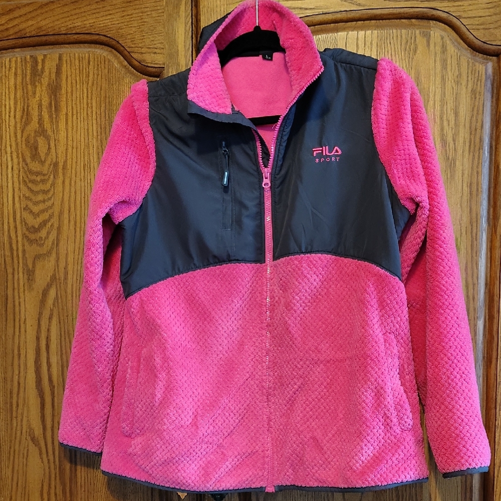 Women's L. Pink and Black Fila Jacket